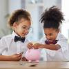 kids with piggy bank